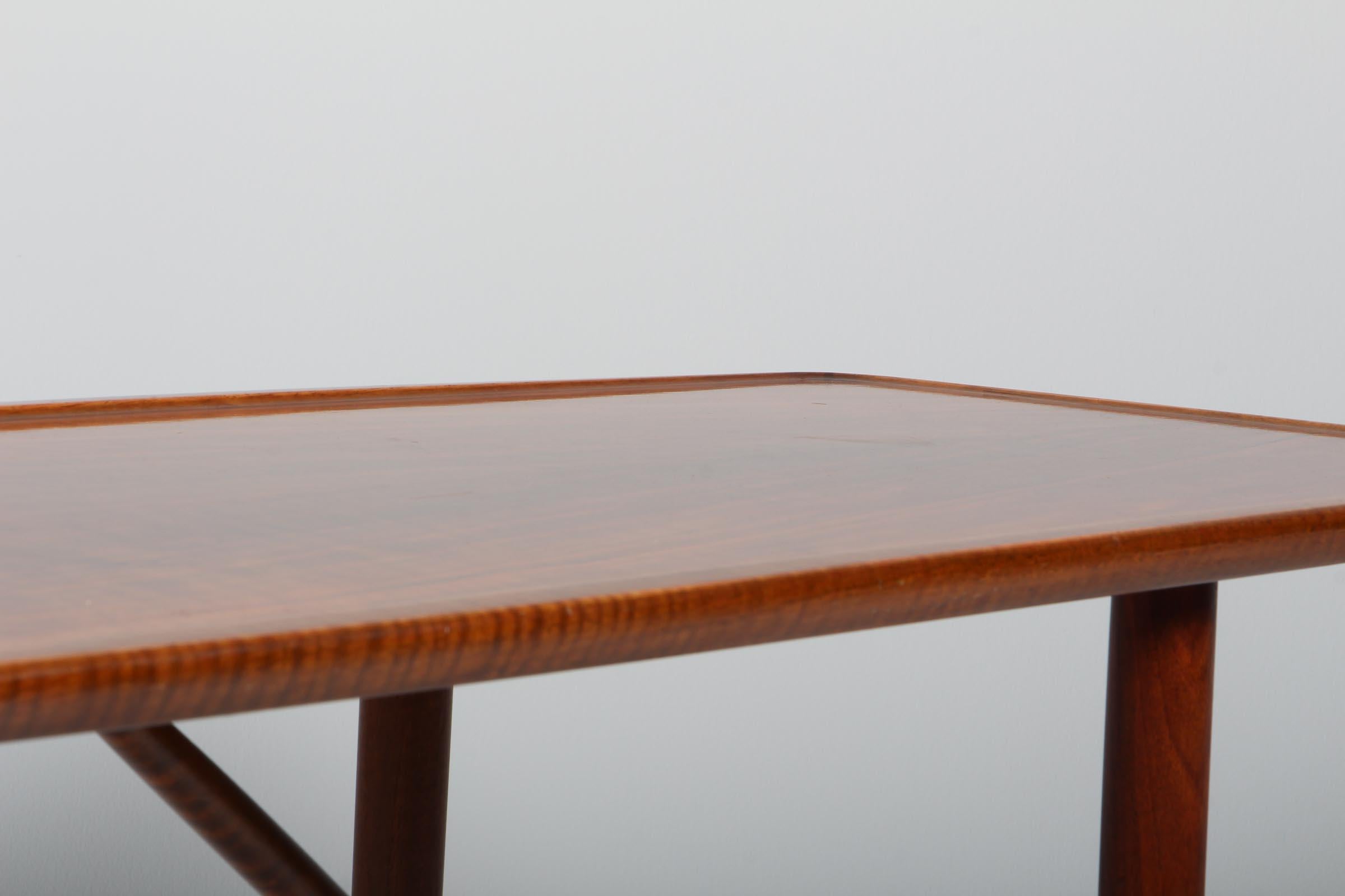 Brass Danish Cabinetmaker Coffee Table in Nutwood, 1950s