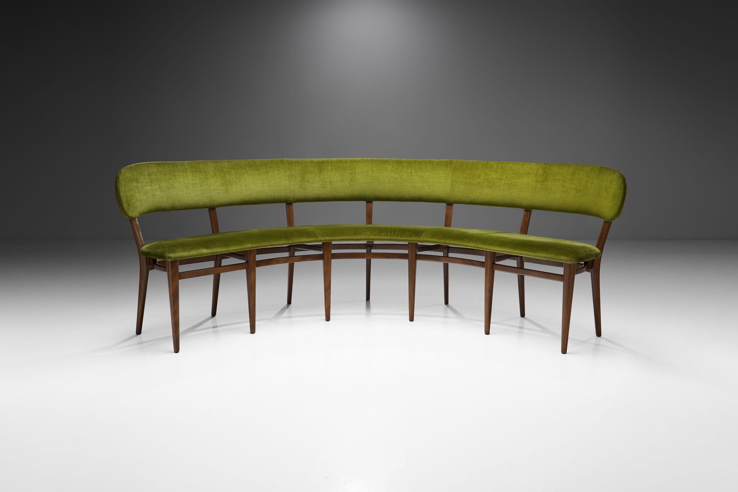 While there are several unique Danish designs from the mid-century, this bench redefines what counts as one-of-a-kind. This unusual model points to a master craftsman with an imaginative spirit, who did not back down from reimagining what a bench