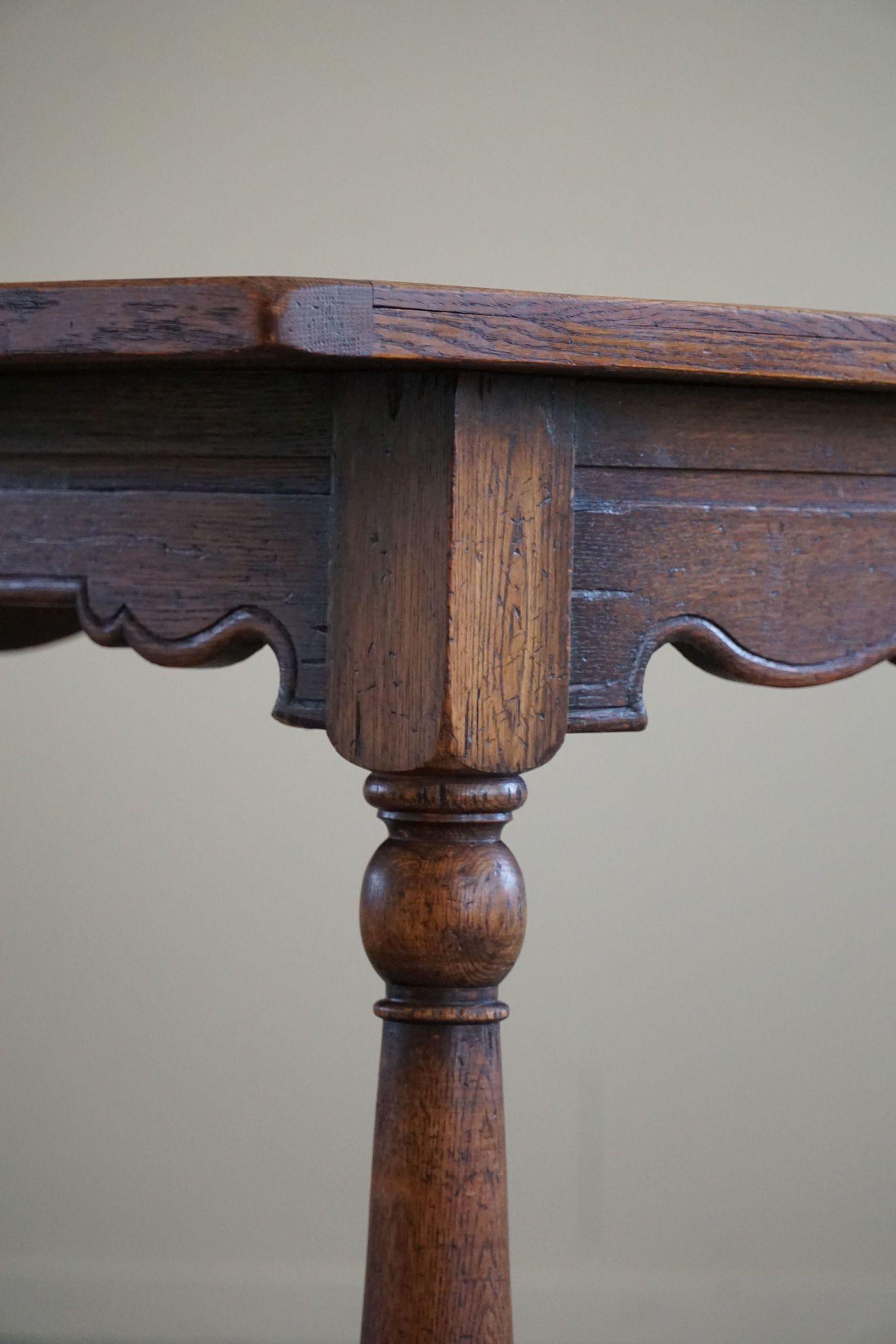 Danish Cabinetmaker, Desk / Dining Table in Oak, Baroque Style, 1970s For Sale 4