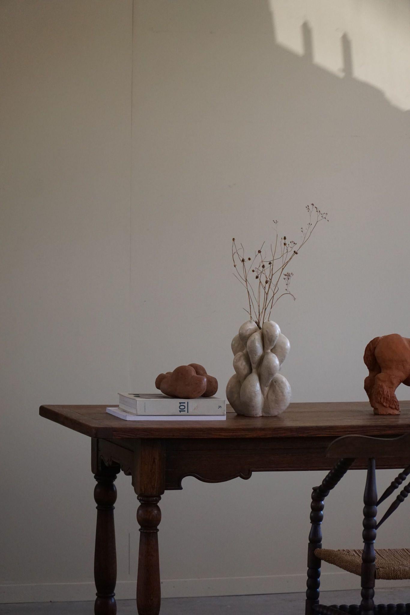 Danish Cabinetmaker, Desk / Dining Table in Oak, Baroque Style, 1970s For Sale 6