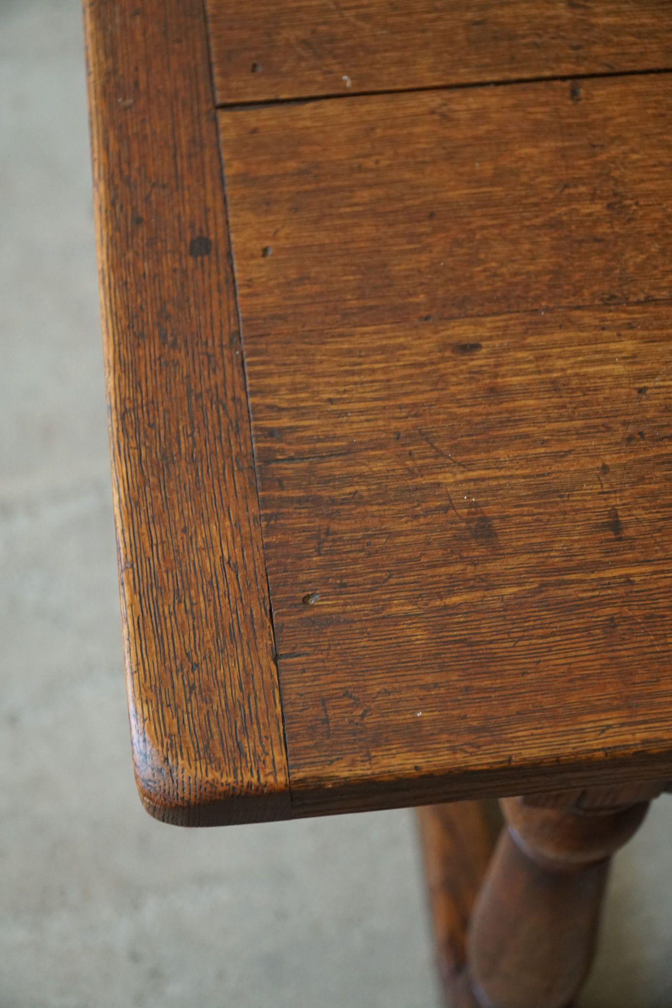 20th Century Danish Cabinetmaker, Desk / Dining Table in Oak, Baroque Style, 1970s For Sale