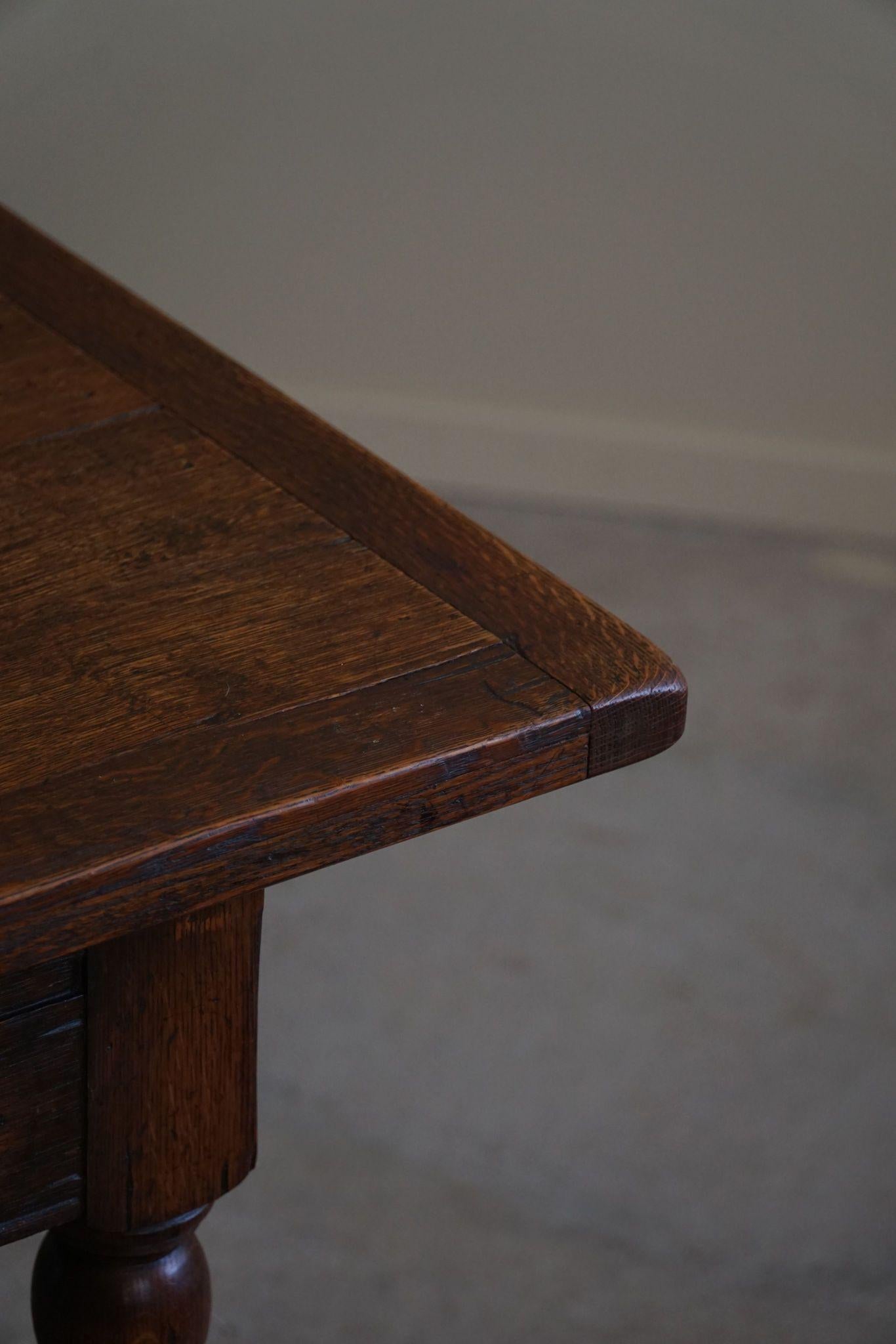 Danish Cabinetmaker, Desk / Dining Table in Oak, Baroque Style, 1970s For Sale 2