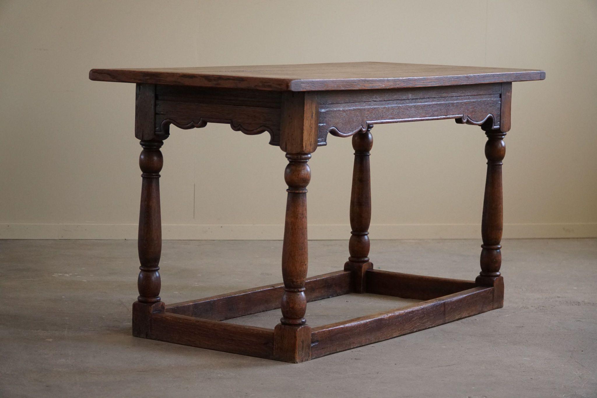 Danish Cabinetmaker, Desk / Dining Table in Oak, Baroque Style, 1970s For Sale 3