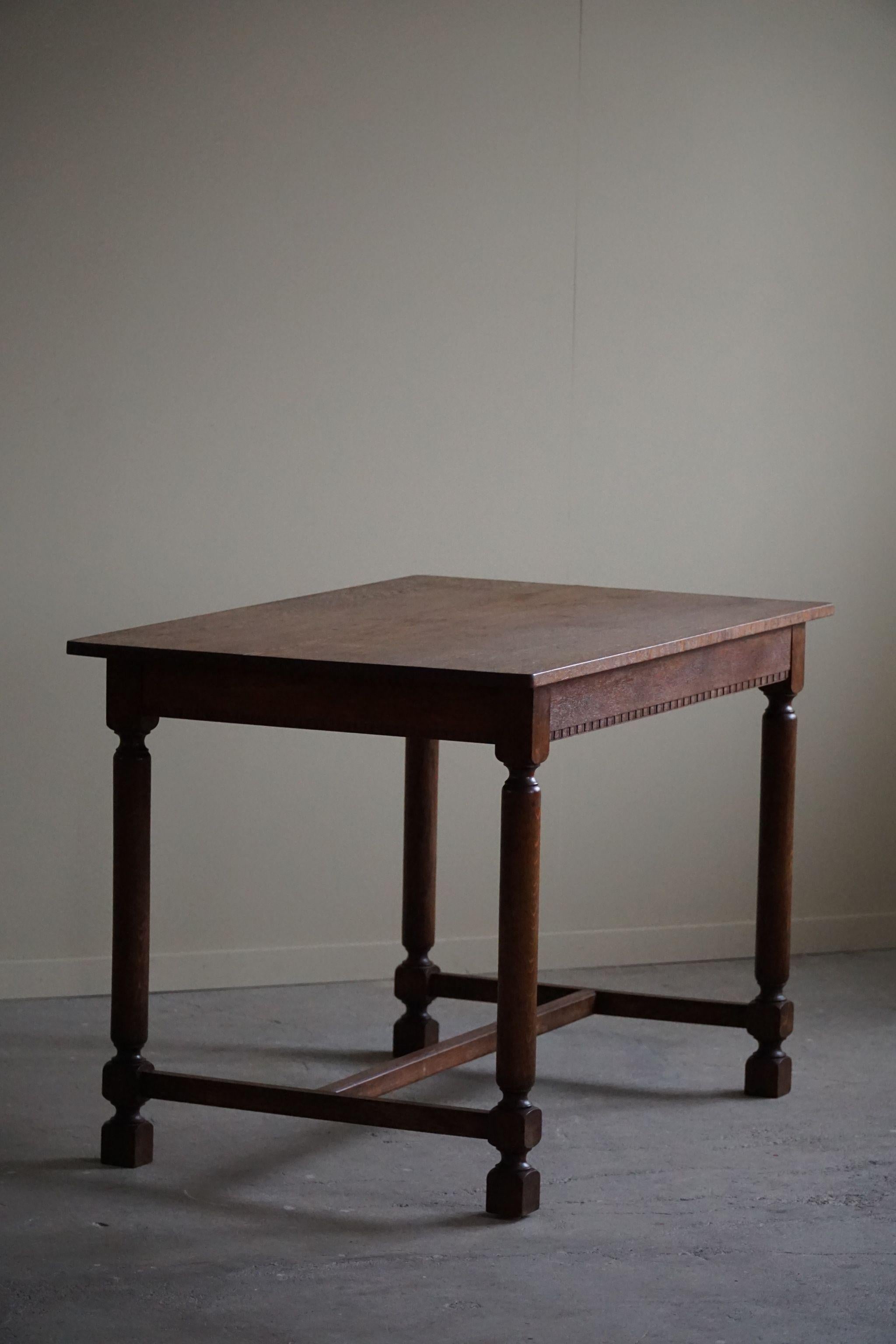 Danish Cabinetmaker, Desk / Dining table in Oak, Mid Century Modern, 1950s For Sale 13