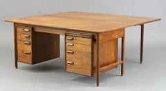 Bureau d'ébéniste danois à double plateau dépliable vers la fin des années 1940