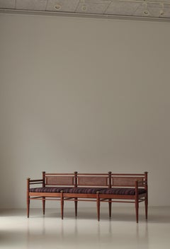 Danish Cabinetmaker Frederik Stærmose Sofa Bench in Teakwood & Cane, 1940s