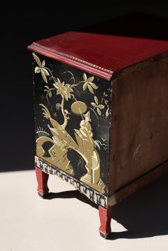 Danish Cabinetmaker Hand Painted Chest Art Deco Chinoiserie Style, 1920s