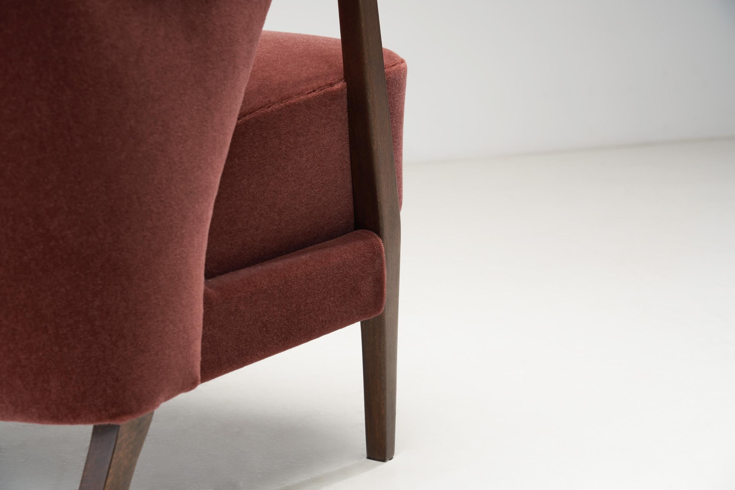 Danish Cabinetmaker High-Back Chair with Stained Beech Arms, Denmark, 1950s 7