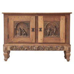 Antique Danish Cabinetmaker Jugend Style Carved Oakwood Cupboard, Denmark, 1920s