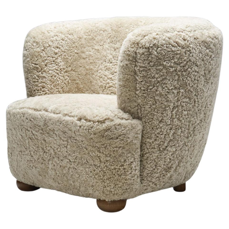 Danish Cabinetmaker Lounge Chair in Sheepskin, Denmark 1940s