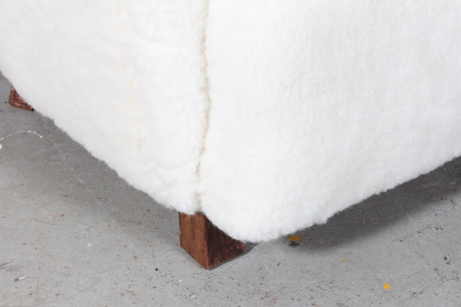 Danish Cabinetmaker, Lounge Chair Lamb Wool, 1940s In Good Condition In Esbjerg, DK