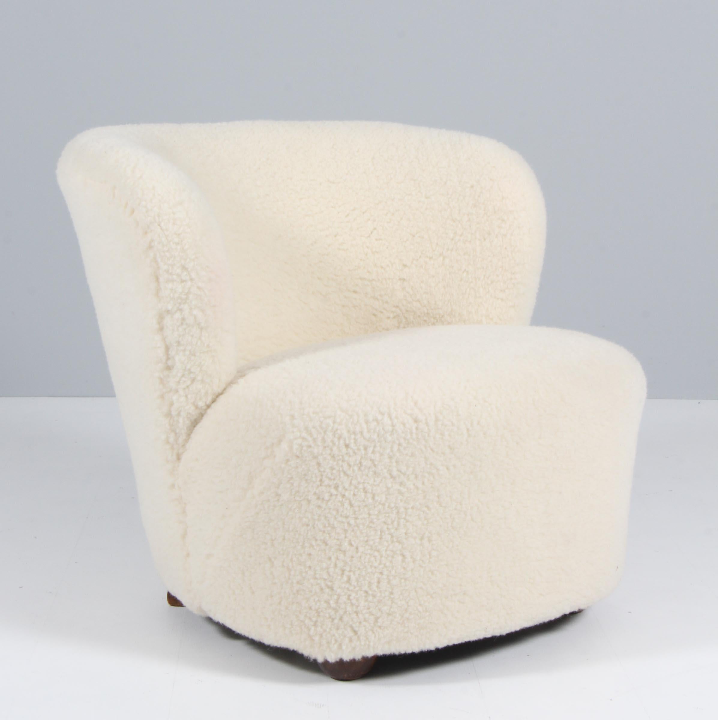 Sheepskin Danish Cabinetmaker, Lounge Chair Lambswool, 1940s