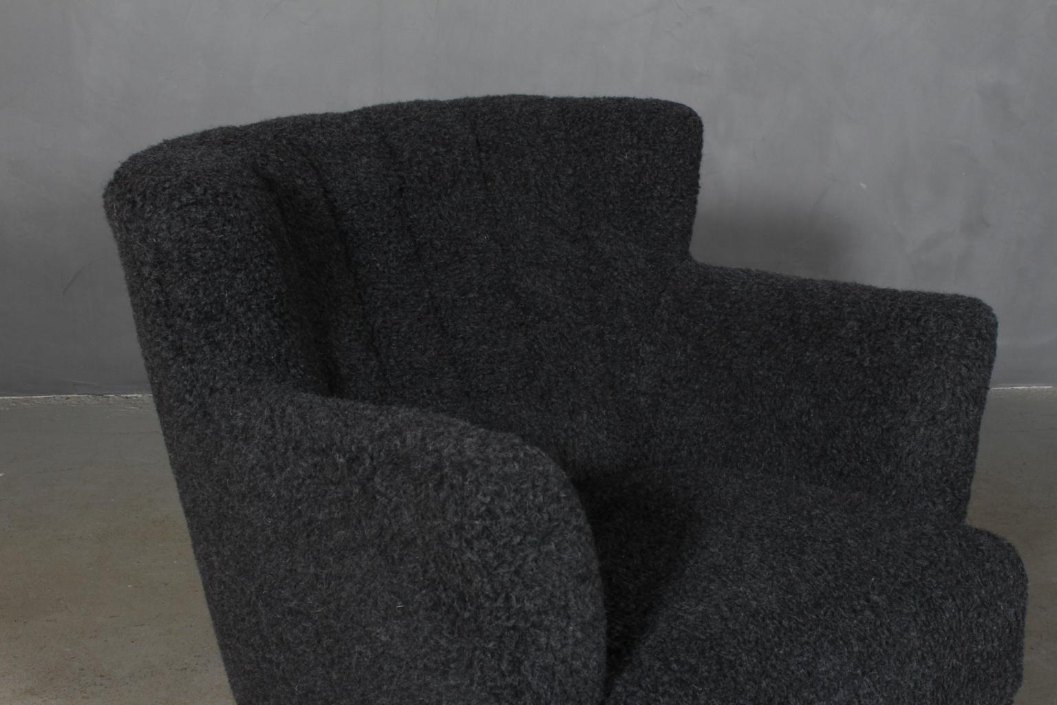 Scandinavian Modern Danish Cabinetmaker, Lounge Chair Lambwool, 1940s