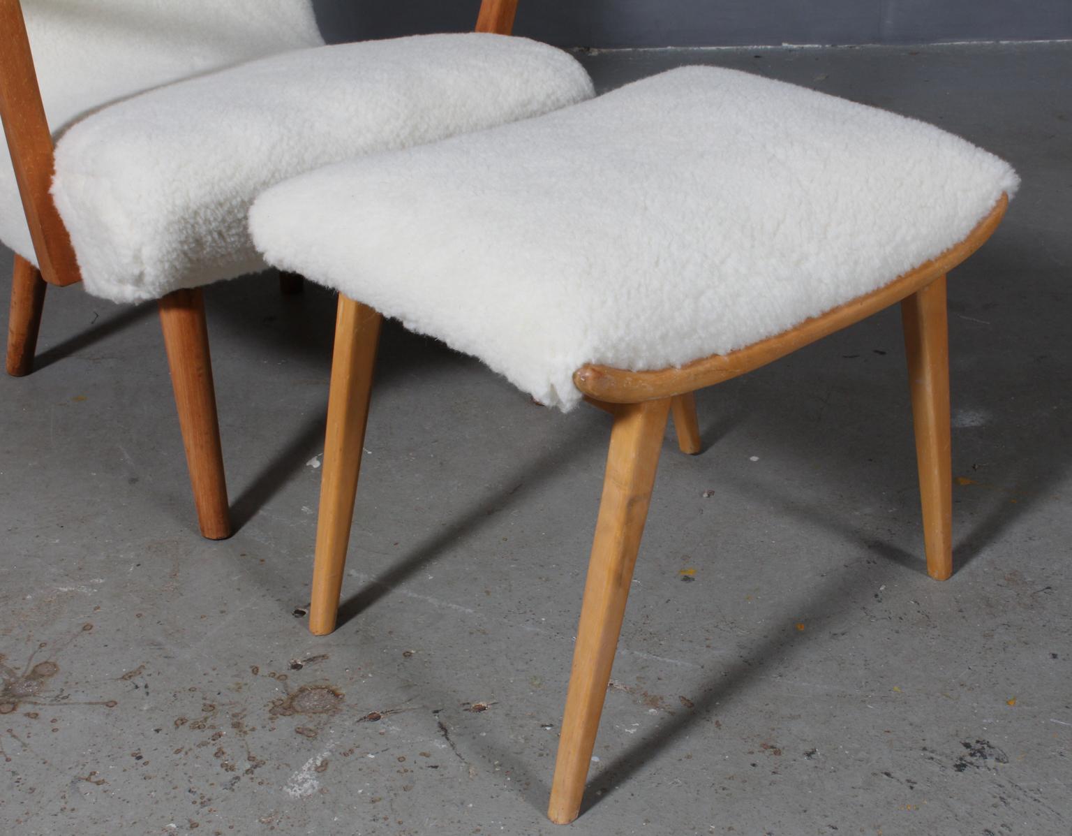 Danish Cabinetmaker, Lounge Chair Lambswool, 1940s In Good Condition In Esbjerg, DK