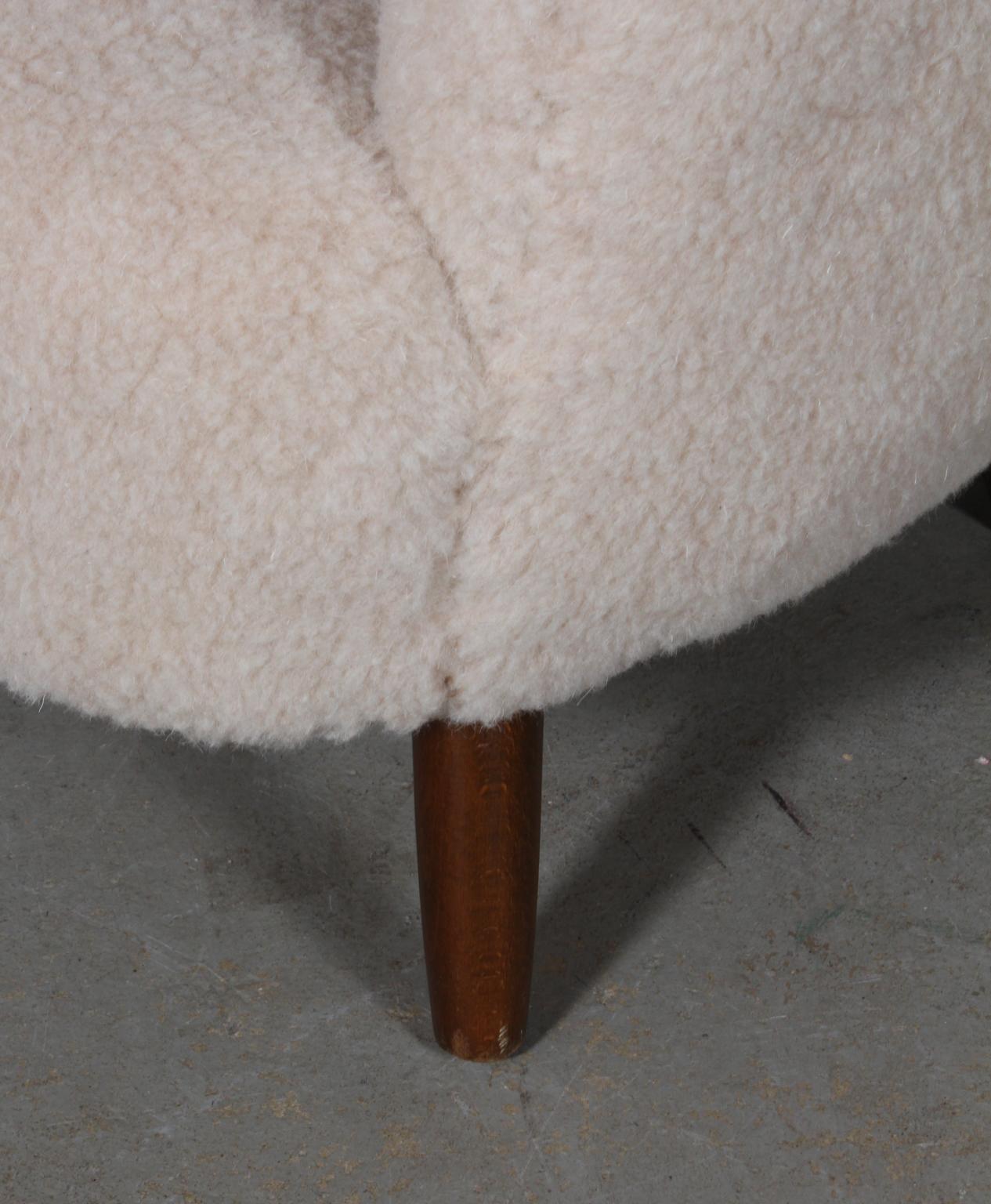 Danish Cabinetmaker, Lounge Chair Lambwool, 1940s In Excellent Condition In Esbjerg, DK