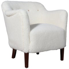 Danish Cabinetmaker, Lounge Chair Lambwool, 1940s
