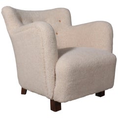 Danish Cabinetmaker, Lounge Chair Lambwool, 1940s