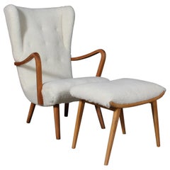 Danish Cabinetmaker, Lounge Chair Lambswool, 1940s