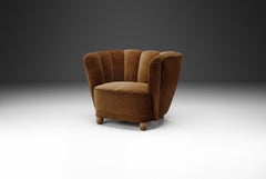 Danish Cabinetmaker Lounge Chair with Mohair Upholstery, Denmark 1940s