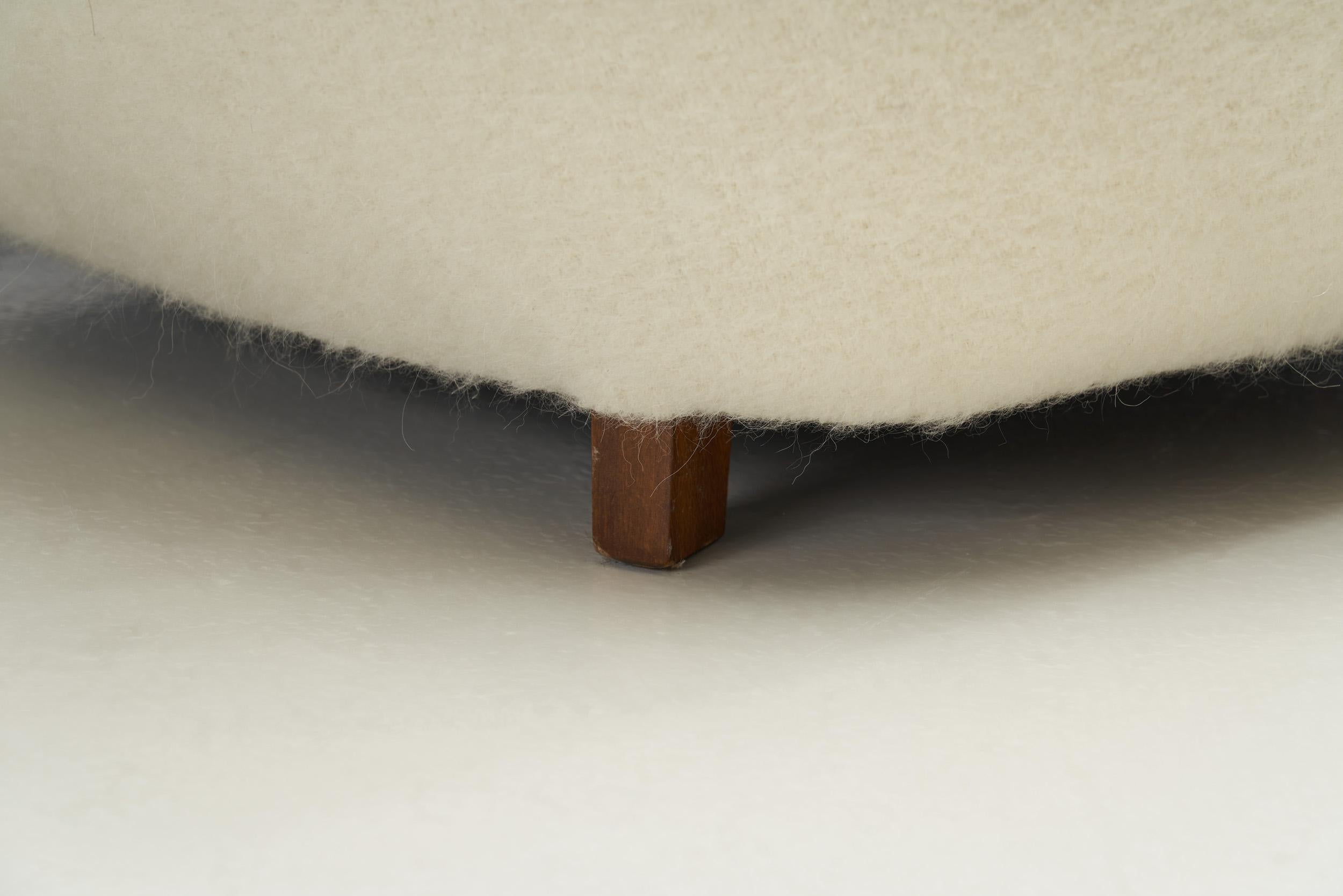 Danish Cabinetmaker Lounge Chair with Two Ottomans, Denmark, 1940s 11