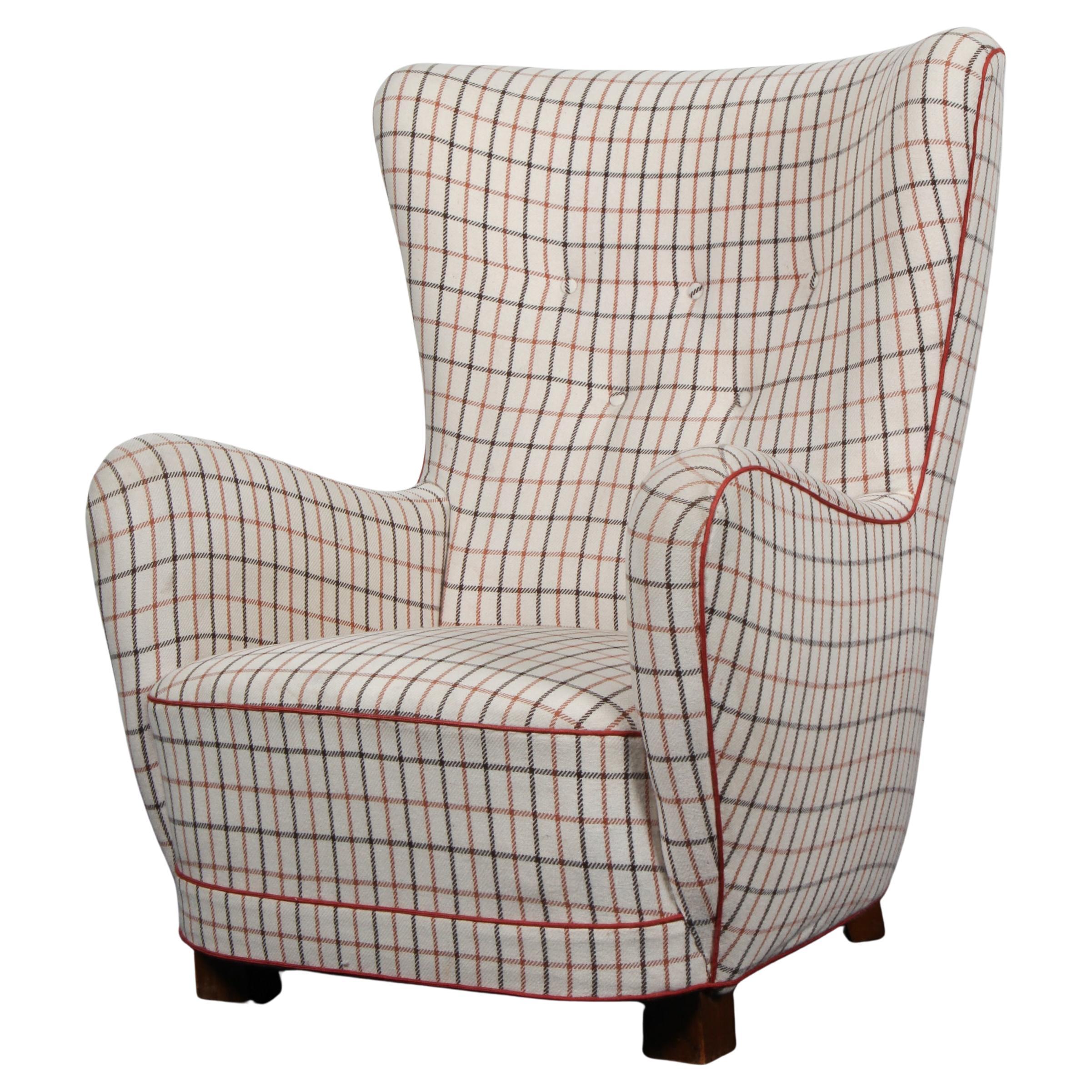 Chaise longue d
ébéniste danois avec laine, années 1940 en vente