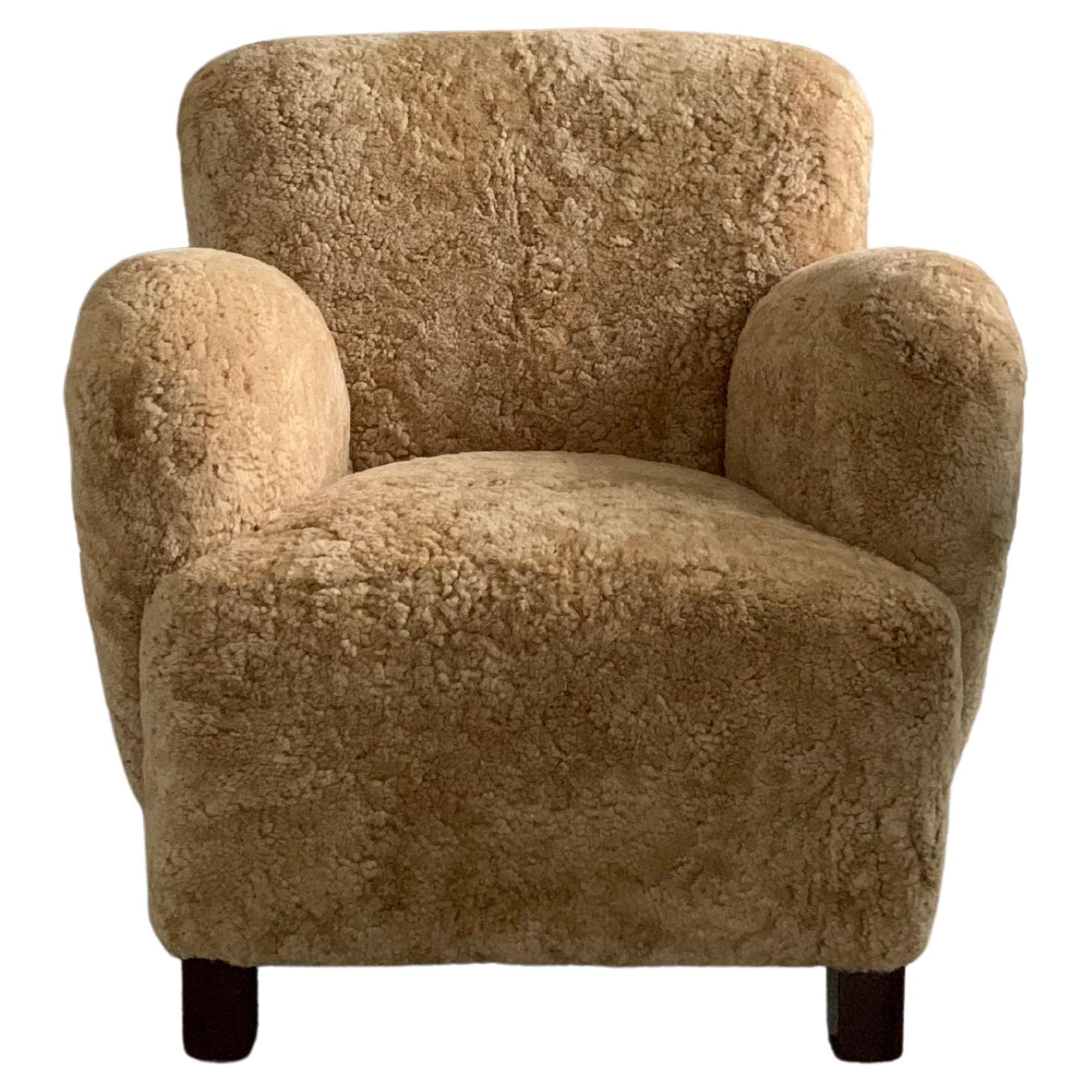 Danish Cabinetmaker Maple Shearling - Sheepskin 1940's Lounge Chair