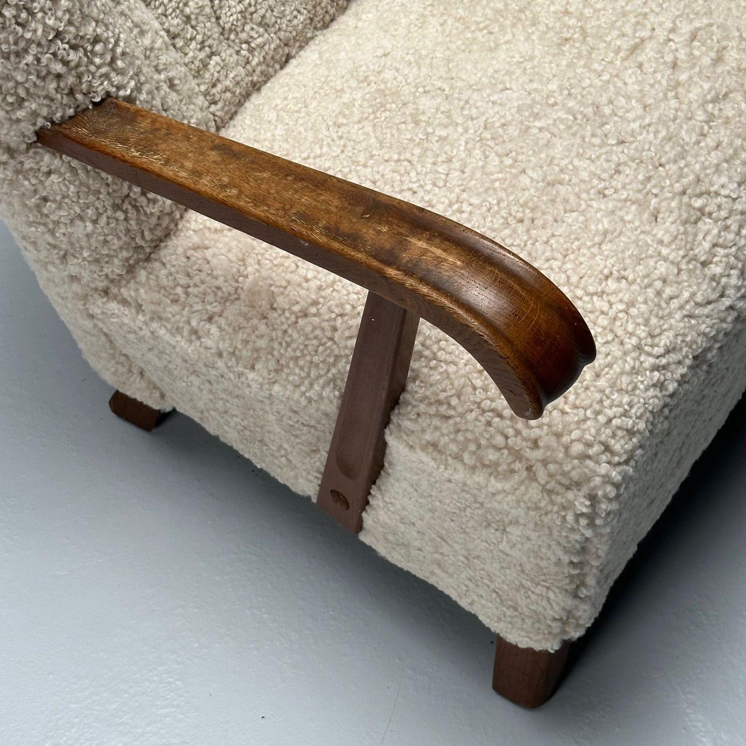 Dänischer Schreiner, Mid-Century Modern, Loungesessel, Shearling, Buche, 1940er Jahre 1