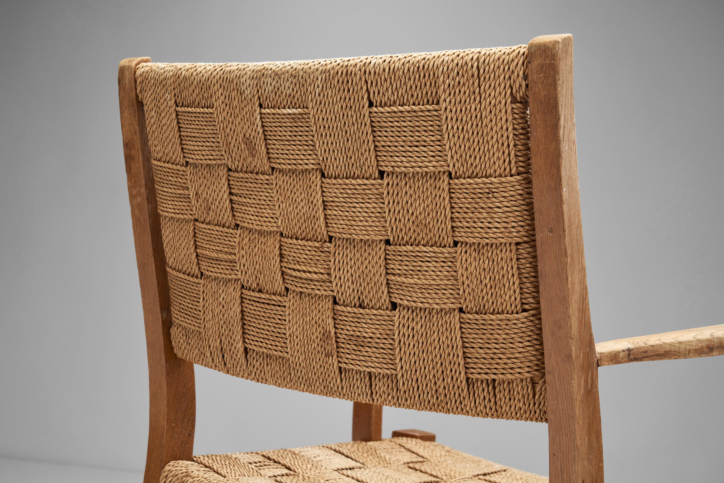 Danish Cabinetmaker Oak and Paper Cord Chair, Denmark 1940s  6