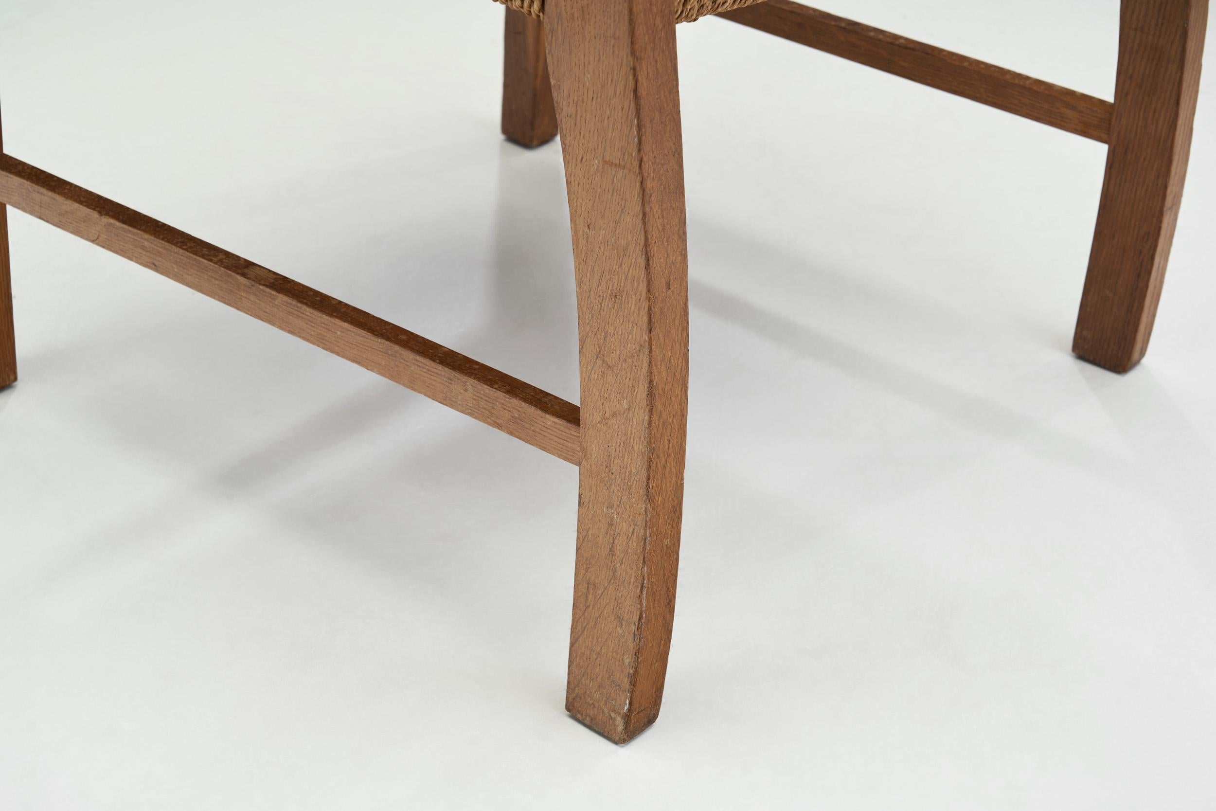 Danish Cabinetmaker Oak and Paper Cord Chair, Denmark 1940s  11