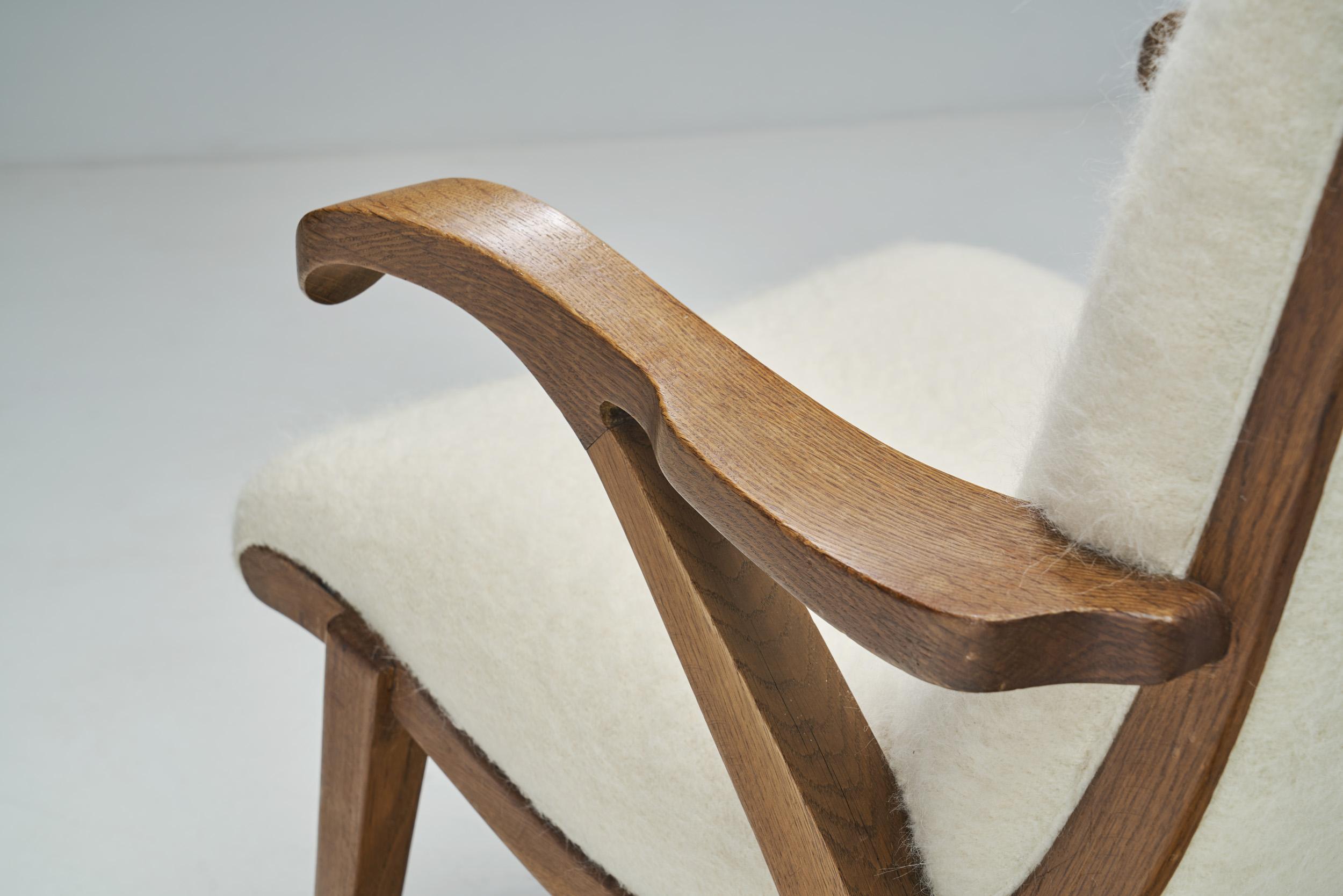 Wool Danish Cabinetmaker Oak Easy Chair, Denmark, 1940s