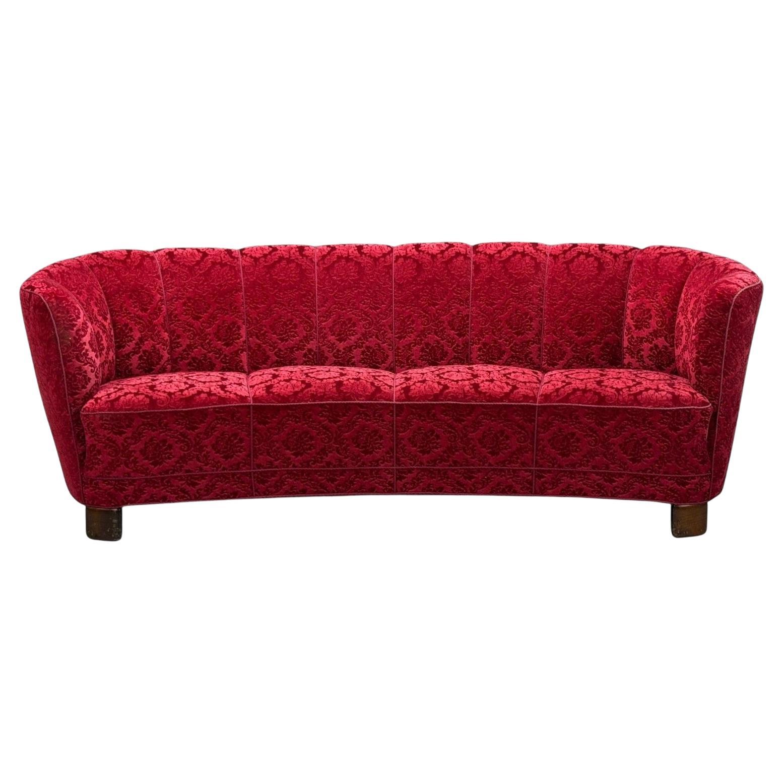 Dänische Tischlerei, Eiche, Stoff, geschwungenes Bananensofa, Dänemark, 1960er im Angebot