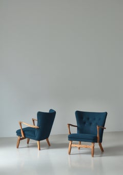 Danish Cabinetmaker Oakwood Lounge Chairs, 1960s, Scandinavian Modern