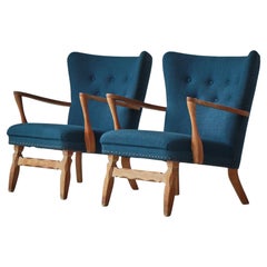 Danish Cabinetmaker Oakwood Lounge Chairs, 1960s, Scandinavian Modern
