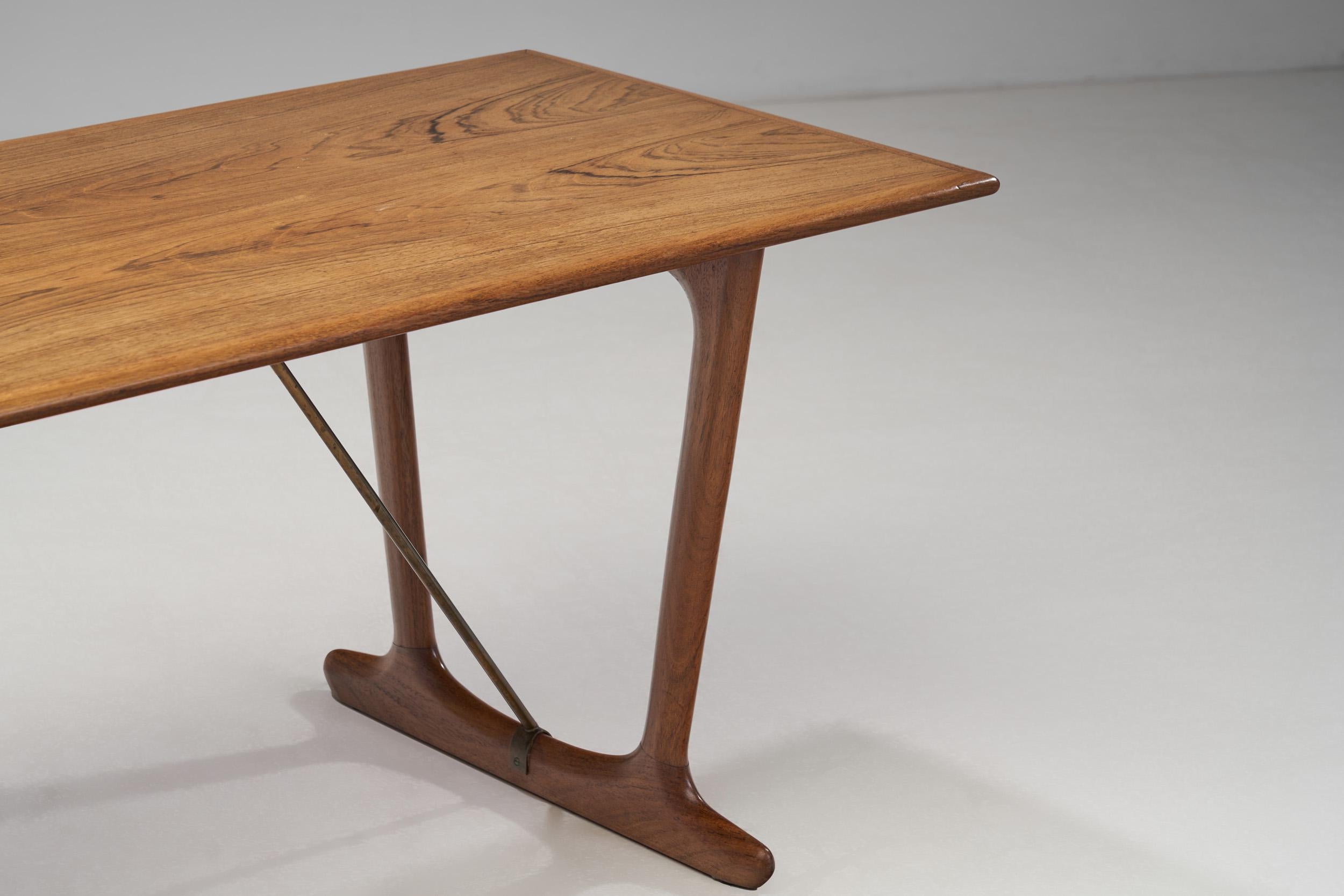 Danish Cabinetmaker Rectangular Exotic Wood Coffee Table, Denmark, 1960s For Sale 4