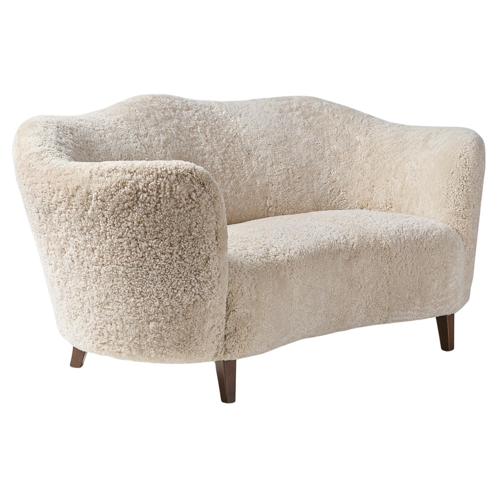Danish Cabinetmaker Scallop Sofa Sheepskin c1940s