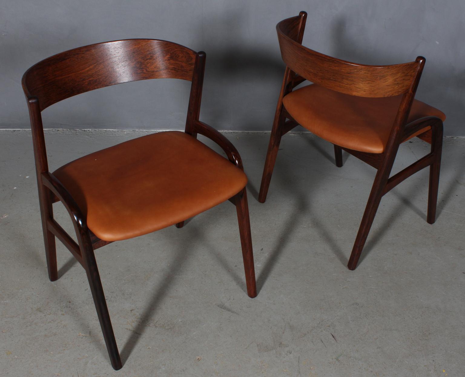 Leather Danish Cabinetmaker, Set of Four Chairs