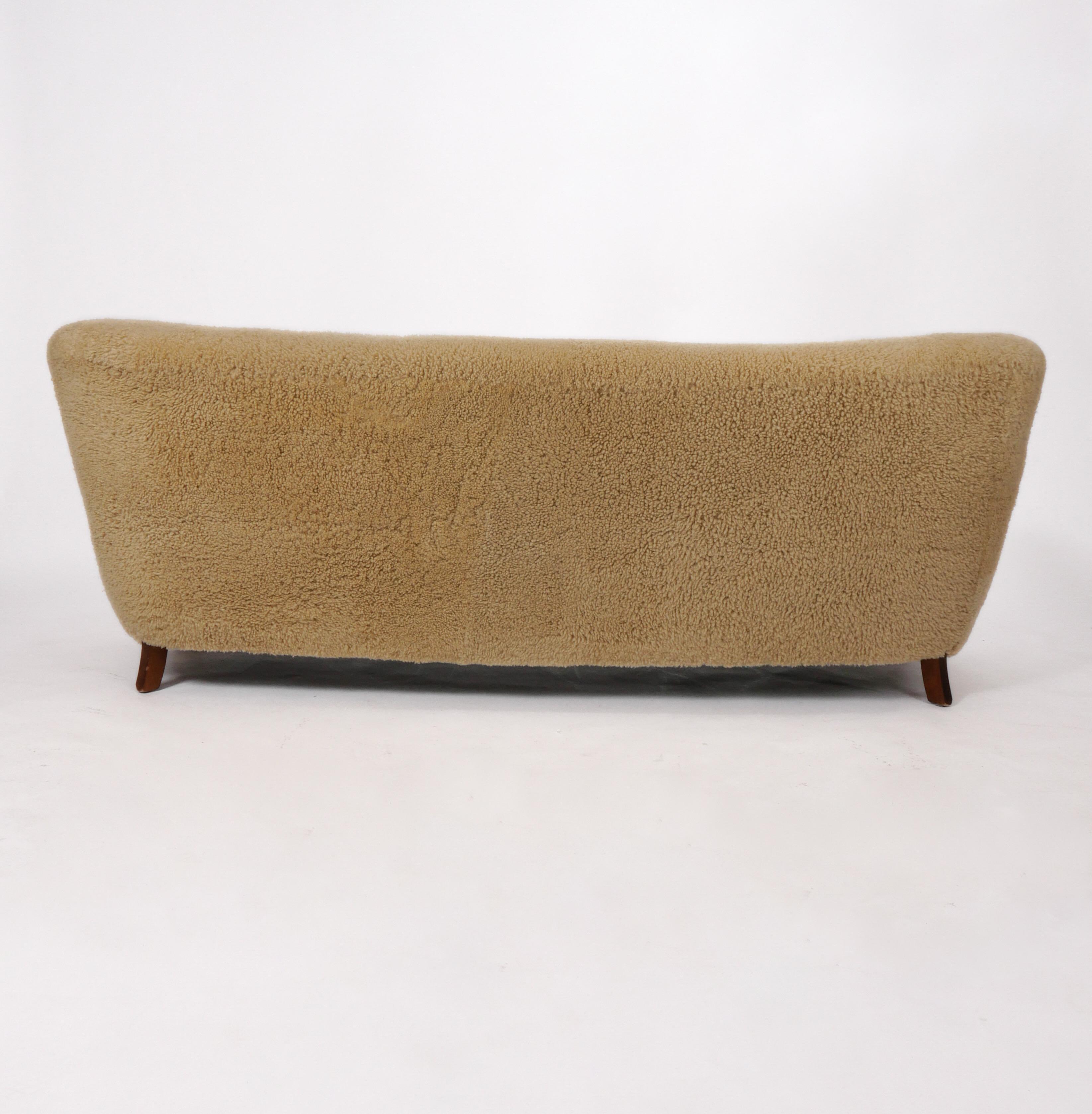 Danish Cabinetmaker Shearling Sofa 1