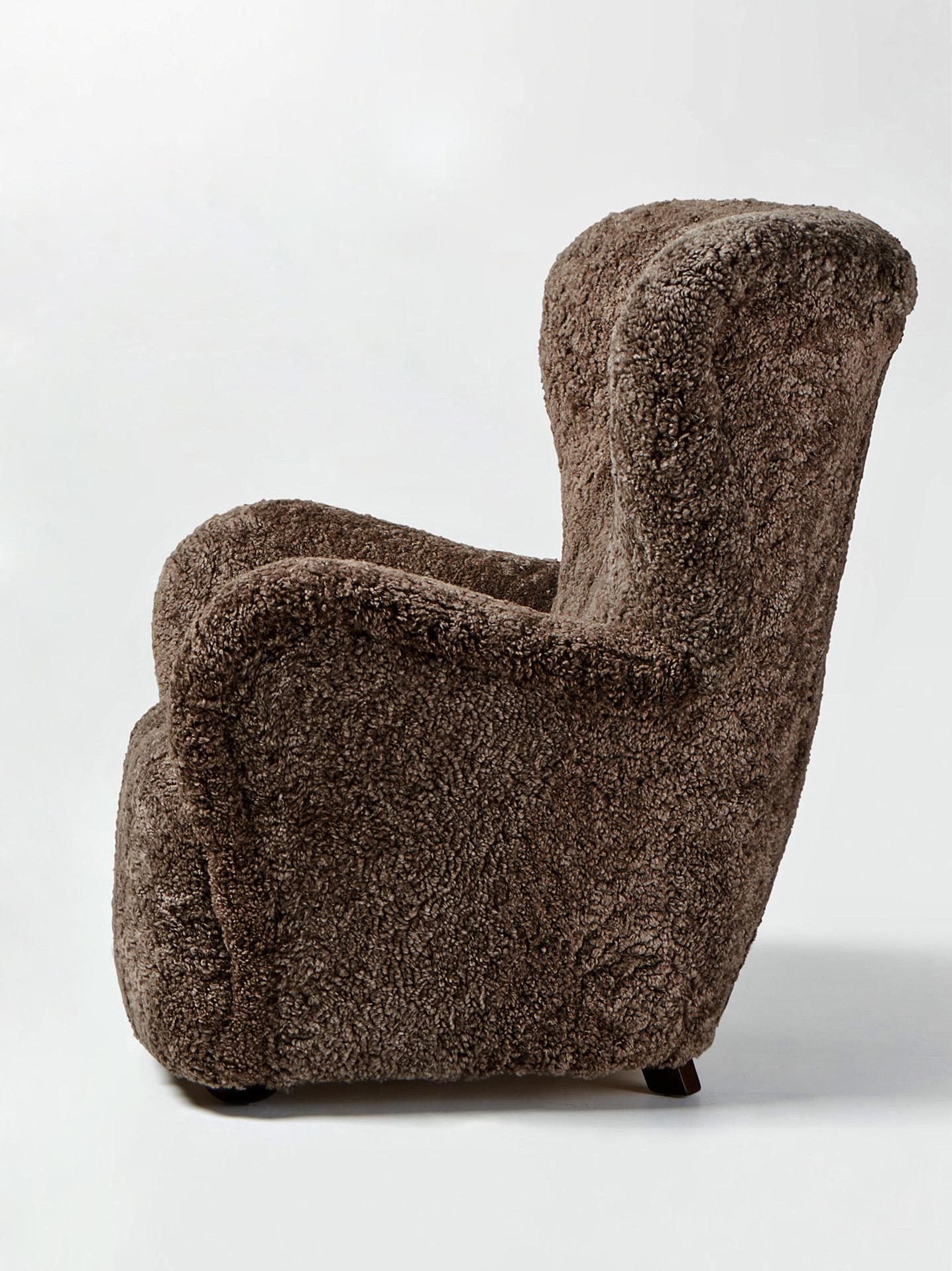 Danish Cabinetmaker Sheepskin Lounge Chair, c1940s 1