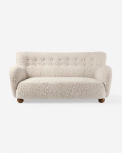 Danish Cabinetmaker Sheepskin Sofa with Ball Feet c1940s