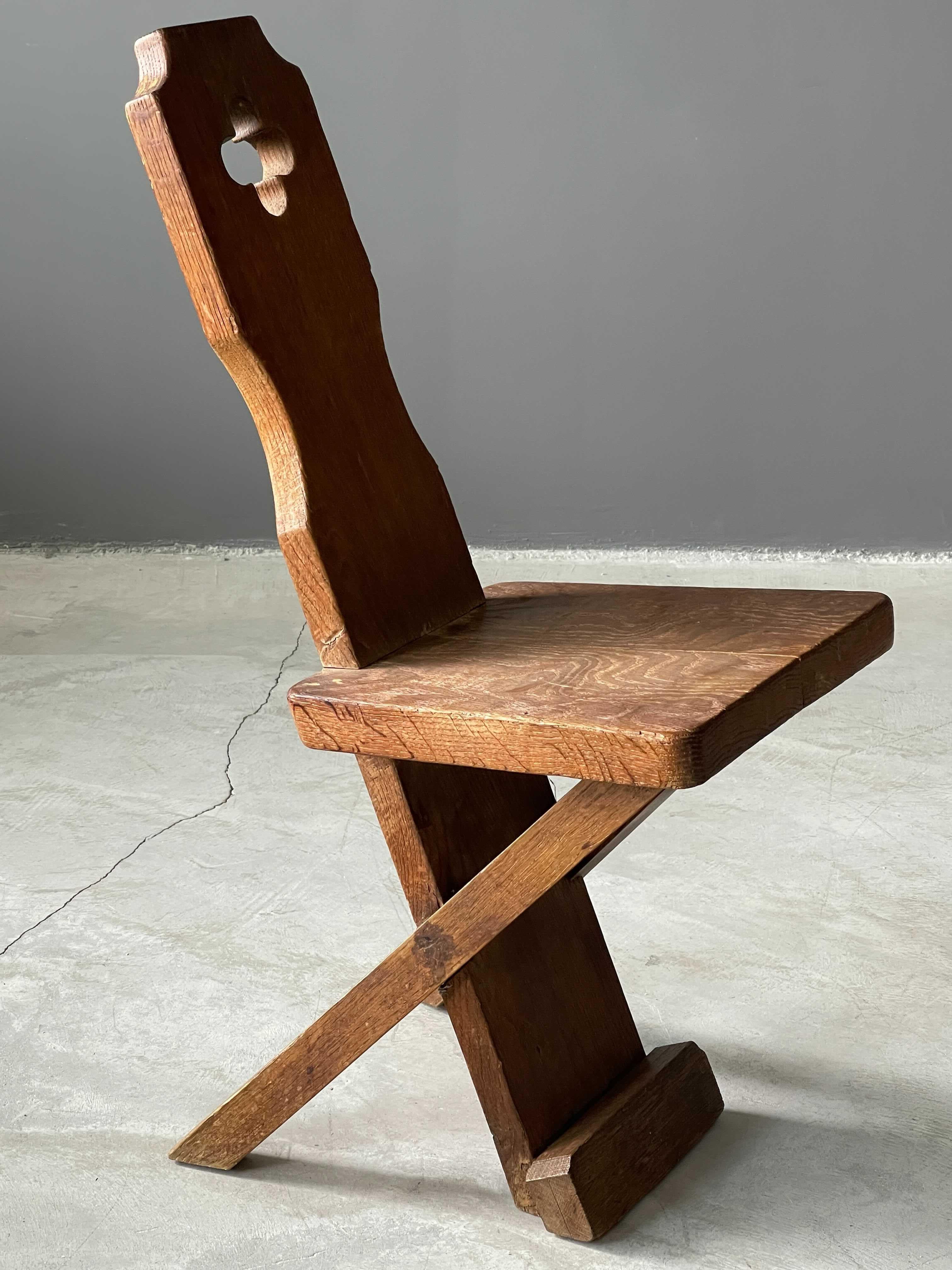 Danish Cabinetmaker, Side Chairs, Carved Solid Oak, Denmark, 1930s 1