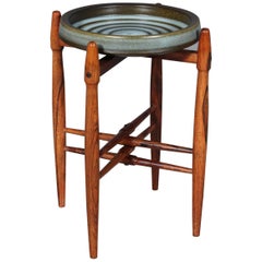 Vintage Danish Cabinetmaker, sidetable with Knabstrup bowl. Rosewood.