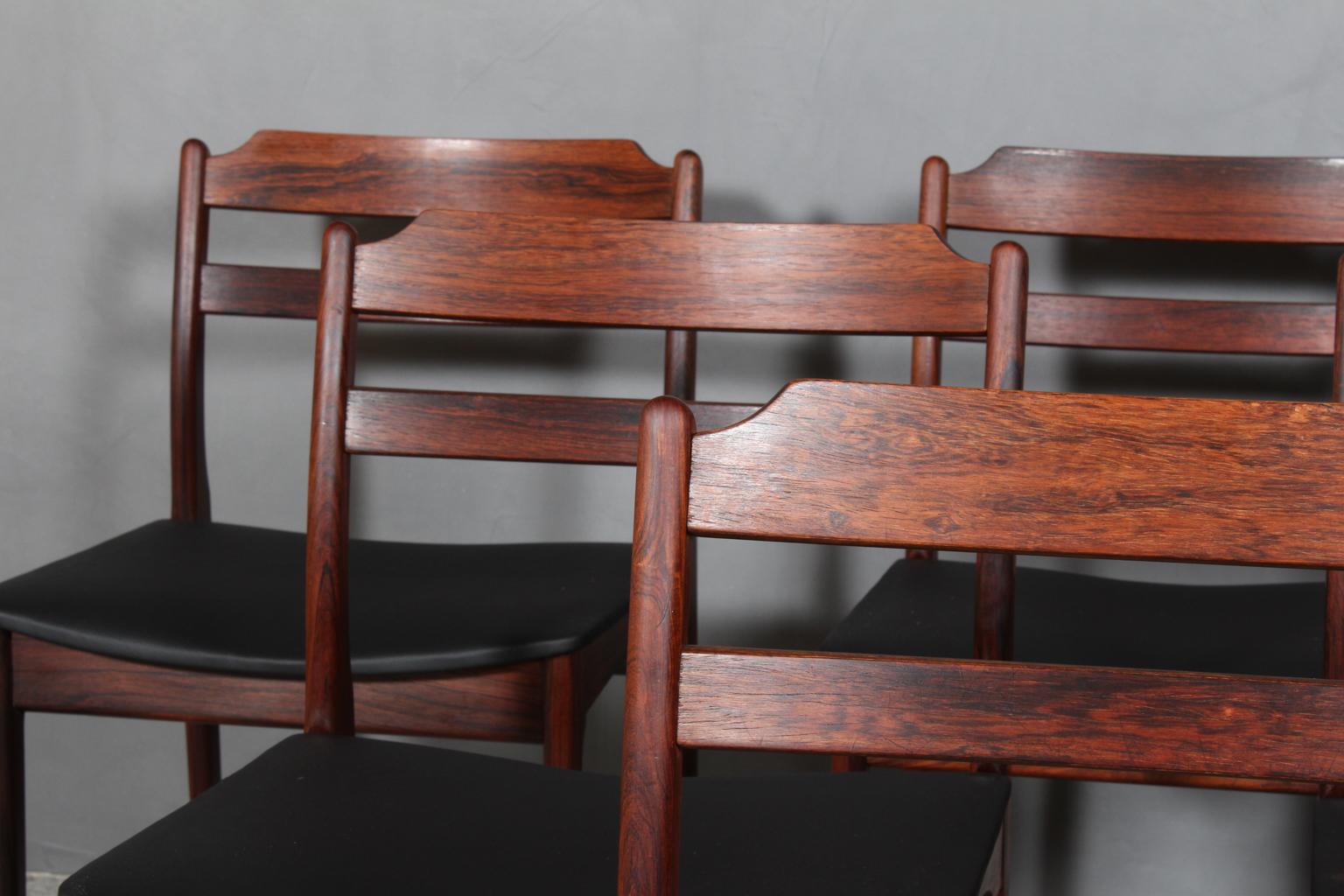 Scandinavian Modern Danish Cabinetmaker, Six Rosewood Dining Chairs