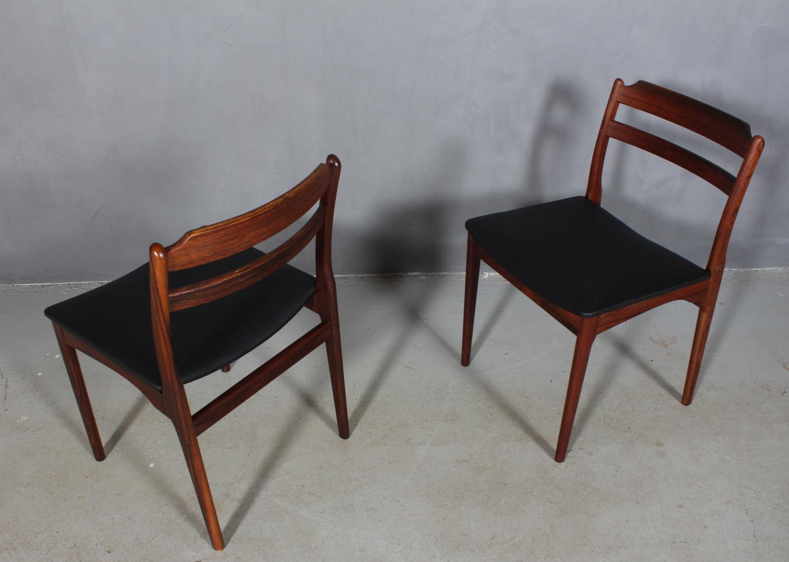 Leather Danish Cabinetmaker, Six Rosewood Dining Chairs