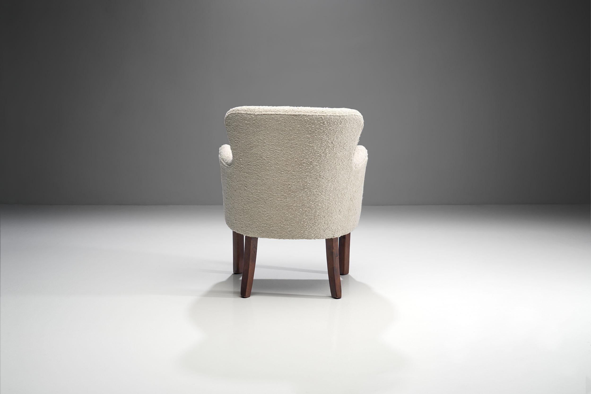 Danish Cabinetmaker Small Chair in Premium Bouclé Fabric, Denmark, 1940s 1