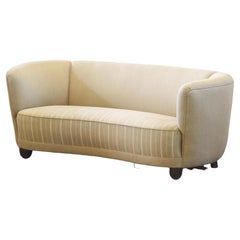 Danish Cabinetmaker Sofa, Curved Banana Shape, Mid-Century 1940s, Settee