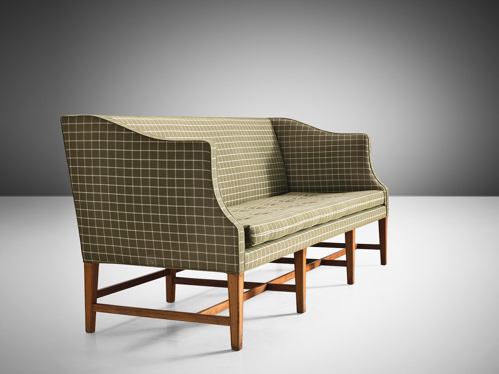 Scandinavian Modern Danish Cabinetmaker Sofa in Teak and Olive-Green Upholstery