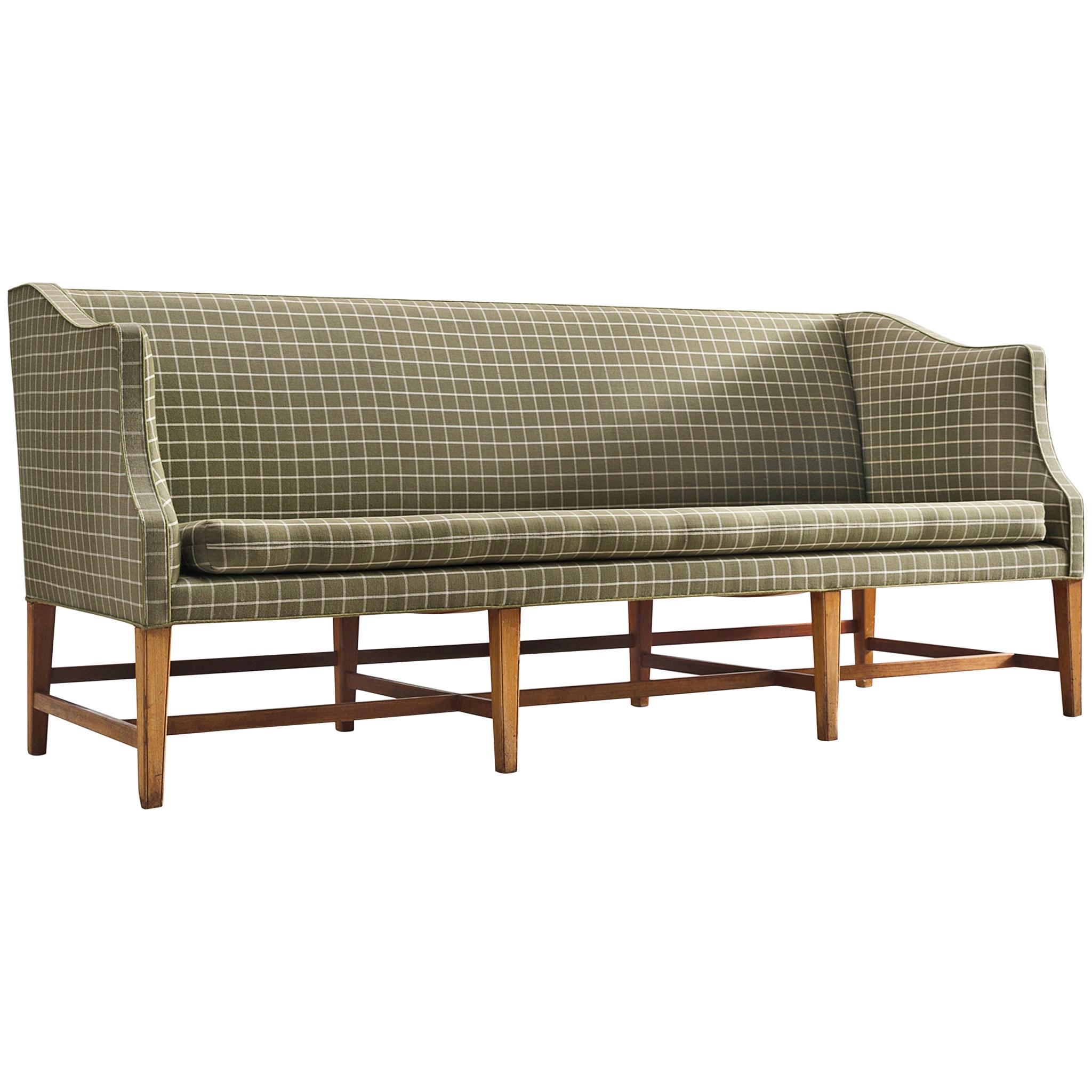 Danish Cabinetmaker Sofa in Teak and Olive-Green Upholstery