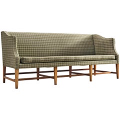 Retro Danish Cabinetmaker Sofa in Teak and Olive-Green Upholstery