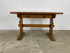 Bureau à tréteaux en chêne massif d'ébénisterie danoise, Brutalist, années 1940