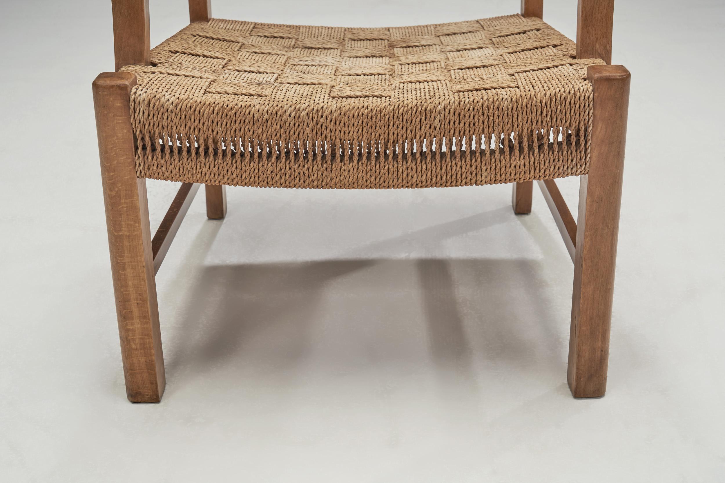 Beech Armchair with Papercord Seat and Back by Frits Schlegel, Denmark 1940s 6